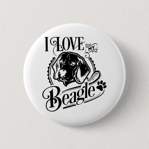 Macaron Rond 5 Cm Bouton J'aime mon Beagle