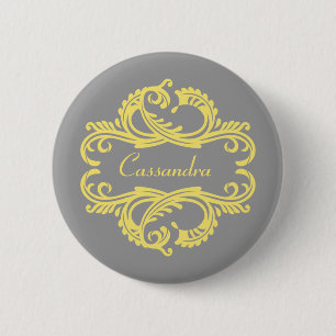 Macaron Rond 5 Cm Bouton jaune Chic Damask