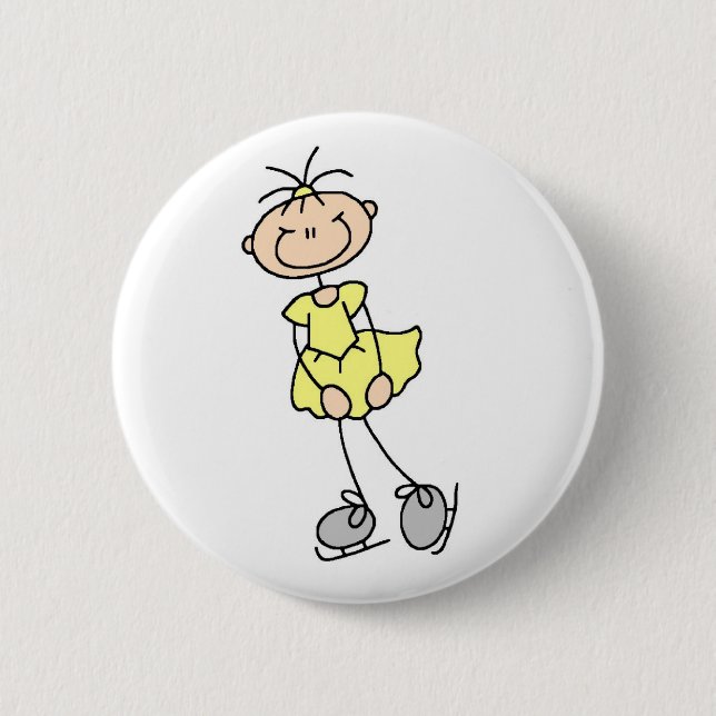 Macaron Rond 5 Cm Bouton jaune de patineur artistique (Devant)