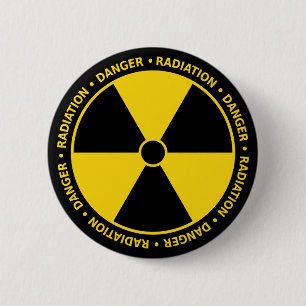 Macaron Rond 5 Cm Bouton jaune de symbole de rayonnement