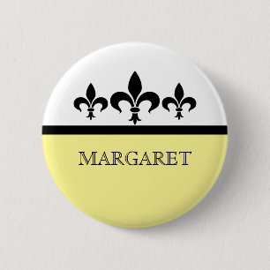 Macaron Rond 5 Cm Bouton jaune Swanky Fleur De Lis