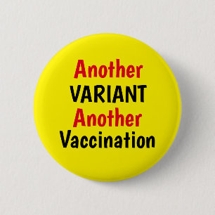 Macaron Rond 5 Cm Bouton jaune Variant de vaccin contre le covid