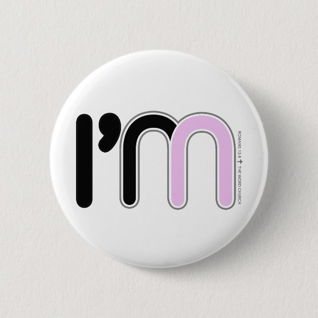 Macaron Rond 5 Cm Bouton, je suis dans (rose) (Devant)