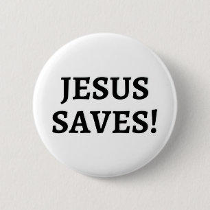 Macaron Rond 5 Cm Bouton Jesus Saves