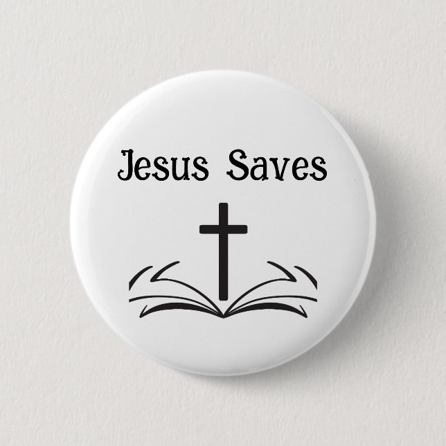 Macaron Rond 5 Cm Bouton Jesus Saves (Devant)