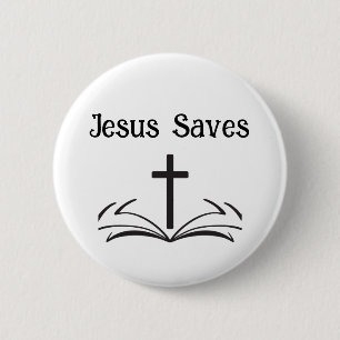 Macaron Rond 5 Cm Bouton Jesus Saves