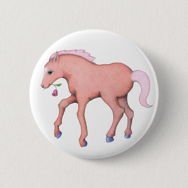 Macaron Rond 5 Cm Bouton Joli cheval (Devant)