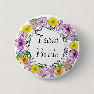 Macaron Rond 5 Cm Bouton Joli floral Team Bride