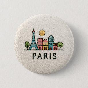 Macaron Rond 5 Cm Bouton joli Paris pastel