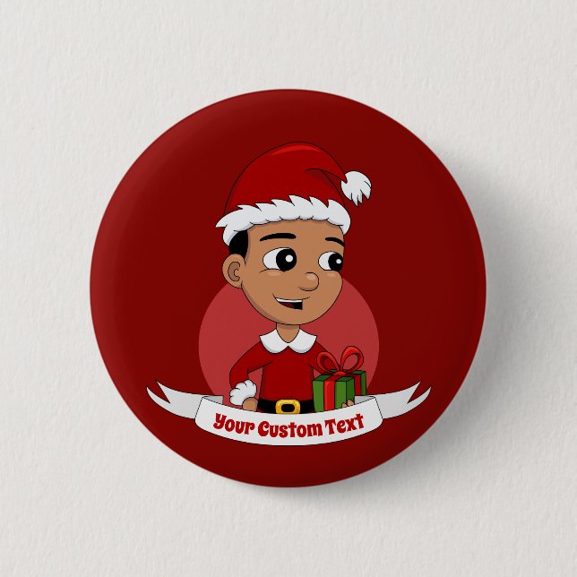 Macaron Rond 5 Cm Bouton jote Christmas boy (Devant)
