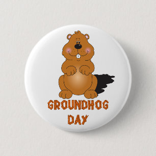 MACARON ROND 5 CM BOUTON JOUR DU GROUNDHOG