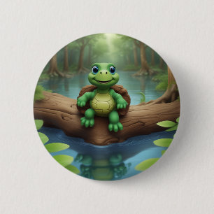 Macaron Rond 5 Cm Bouton Joyeux Anniversaire de la tortue