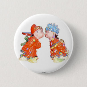 Macaron Rond 5 Cm Bouton Joyeux Couple Marié