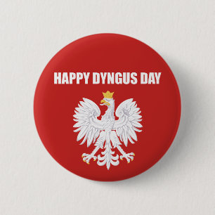 Macaron Rond 5 Cm Bouton Joyeux Dyngus Day Polonais Aigle Blanc