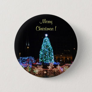 Macaron Rond 5 Cm Bouton Joyeux feu de Noël