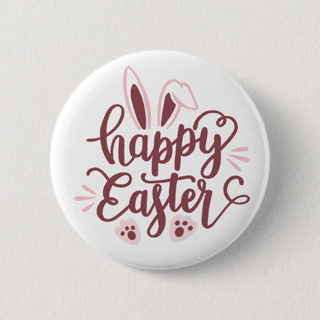 Macaron Rond 5 Cm Bouton Joyeux Lapin de Pâques - Vacances de printe (Devant)