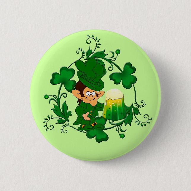 Macaron Rond 5 Cm Bouton Joyeux Leprechaun (Devant)