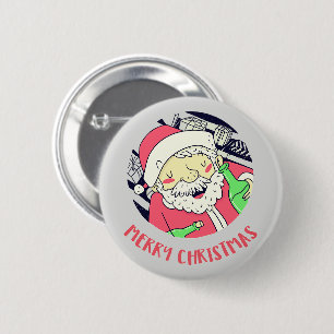 Macaron Rond 5 Cm Bouton Joyeux Noël Père Noël éméché