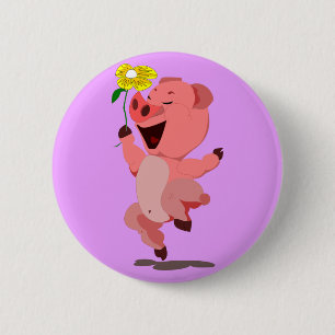 Macaron Rond 5 Cm Bouton Joyeux Piglet