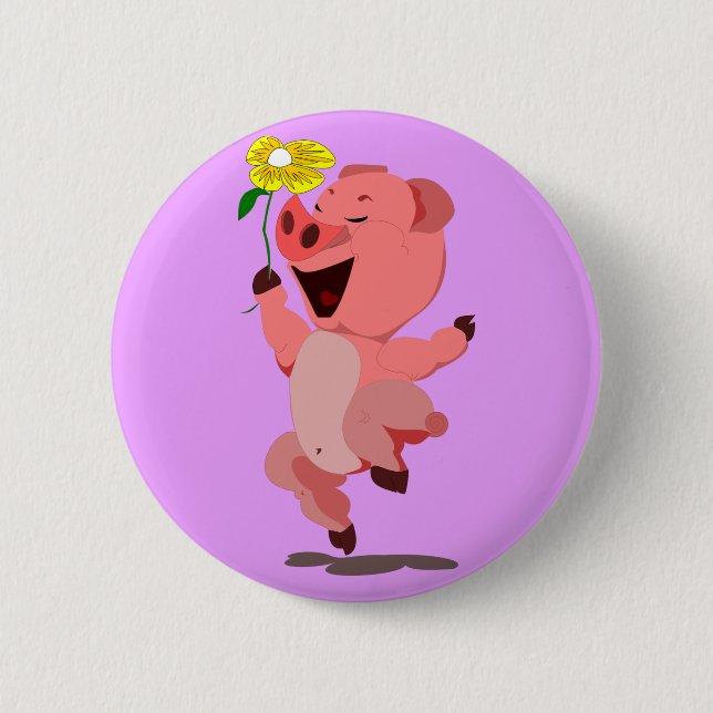Macaron Rond 5 Cm Bouton Joyeux Piglet (Devant)
