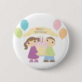 Macaron Rond 5 Cm Bouton jumeau d'anniversaire