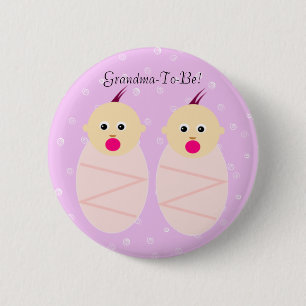 Macaron Rond 5 Cm Bouton jumeau rose de grand-mère de filles