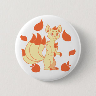 Macaron Rond 5 Cm Bouton kitsune pêche crème dans les feuilles d'aut