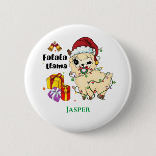 Macaron Rond 5 Cm Bouton Lama de Noël