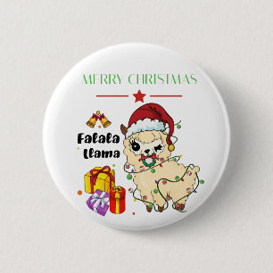 Macaron Rond 5 Cm Bouton Lama de Noël