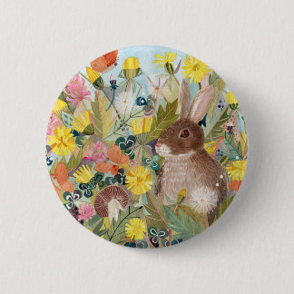 Macaron Rond 5 Cm Bouton Lapin Brown et Dandelions