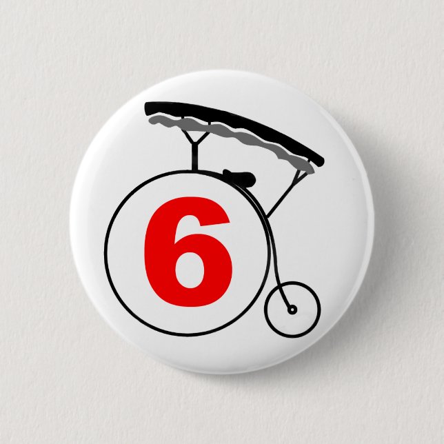 Macaron Rond 5 Cm Bouton "Le Prisonnier" Numéro 6 (Devant)