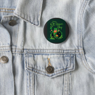 Macaron Rond 5 Cm Bouton Leprechaun de la Saint Patrick