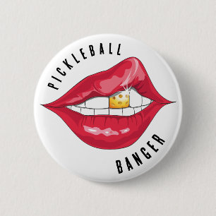 Macaron Rond 5 Cm Bouton Lèvres rouges Pickleball Banger
