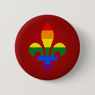 Macaron Rond 5 Cm Bouton LGBT pride fleur-de-lis