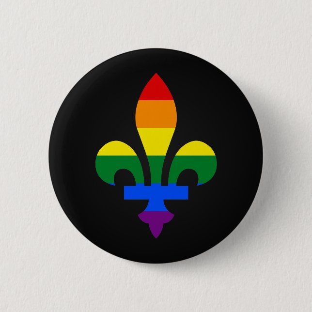 Macaron Rond 5 Cm Bouton LGBT pride fleur-de-lis (Devant)