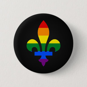 Macaron Rond 5 Cm Bouton LGBT pride fleur-de-lis