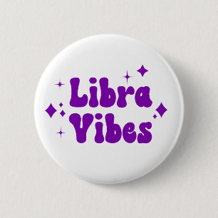 Macaron Rond 5 Cm Bouton Libra Vibes Zodiac Astrologie Purple Stars