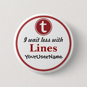 Macaron Rond 5 Cm Bouton Lignes - Design 1 (Blanc)