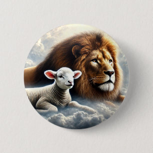 Macaron Rond 5 Cm Bouton Lion et agneau