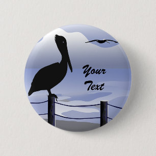 Macaron Rond 5 Cm Bouton littoral de l'océan Pelican