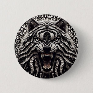 Macaron Rond 5 Cm Bouton Loup noir et argent