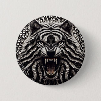 Macaron Rond 5 Cm Bouton Loup noir et argent