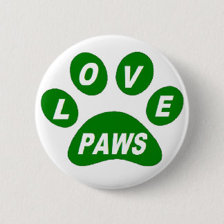 Macaron Rond 5 Cm Bouton Love Paws sur pattes Green