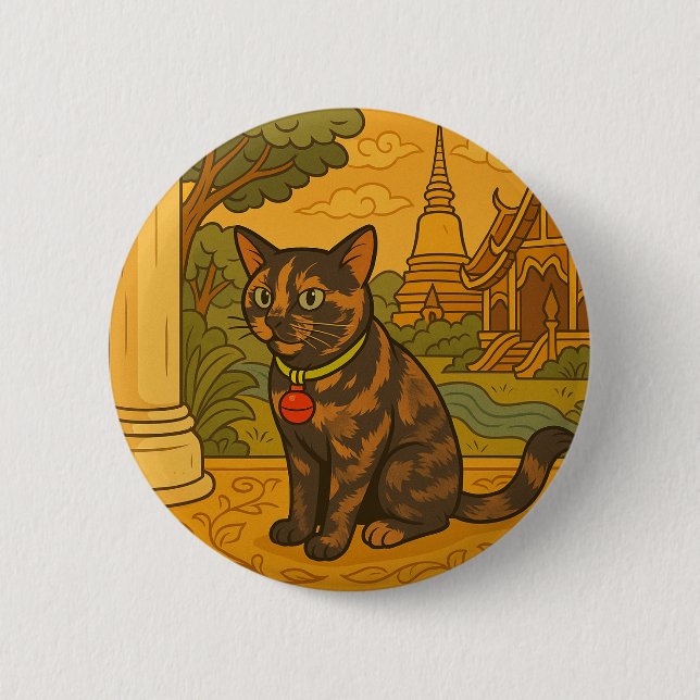 Macaron Rond 5 Cm Bouton Lovely Siam Cat Round (Devant)