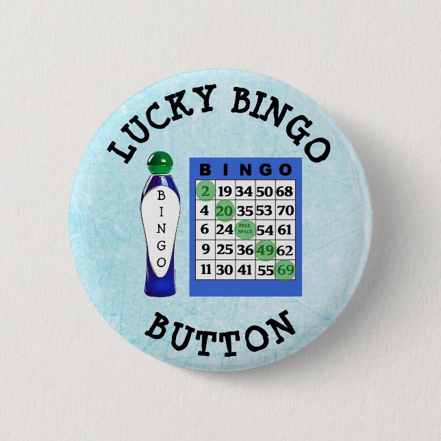 Macaron Rond 5 Cm Bouton Lucky BINGO Bouton Cartes Bleues (Devant)