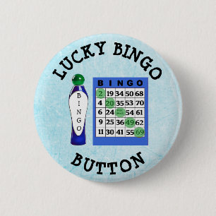 Macaron Rond 5 Cm Bouton Lucky BINGO Bouton Cartes Bleues