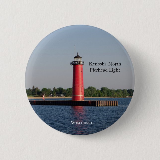 Macaron Rond 5 Cm Bouton Lumière de la tête de pont nord de Kenosha (Devant)