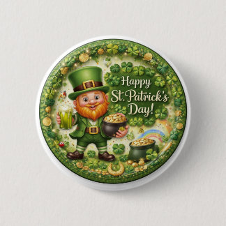 Macaron Rond 5 Cm Bouton lutin de la Saint-Patrick