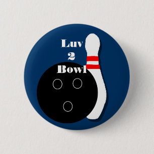 Macaron Rond 5 Cm Bouton Luv 2 Bowl Bowling et Bouton Pin