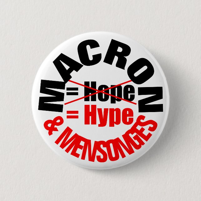 Macaron Rond 5 Cm Bouton MACRON Hype and Lie MENSONGES (Devant)